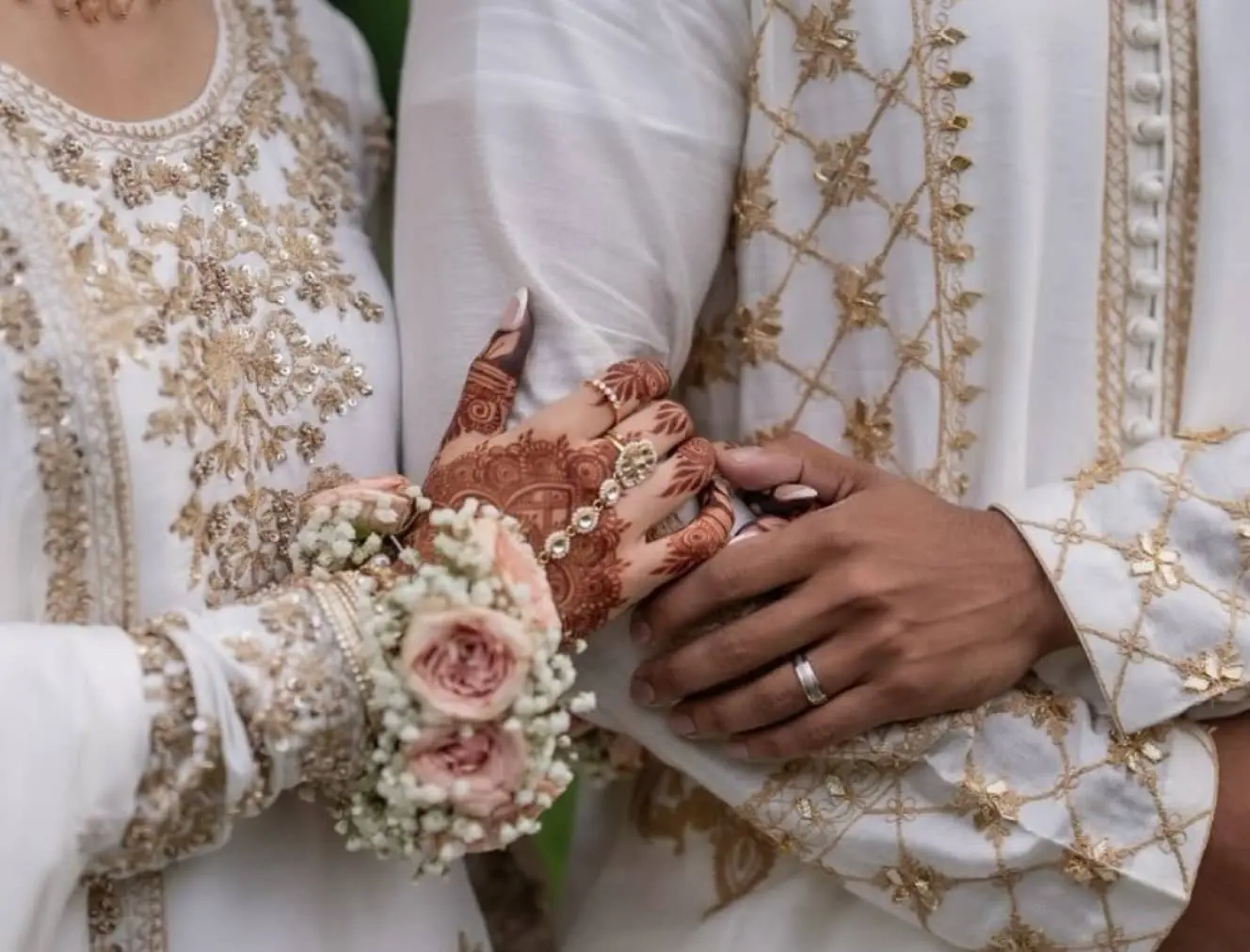 Just Floral Decor team creating beautiful South Asian wedding flower arrangements and bridal jewelry in Cambridge Ontario