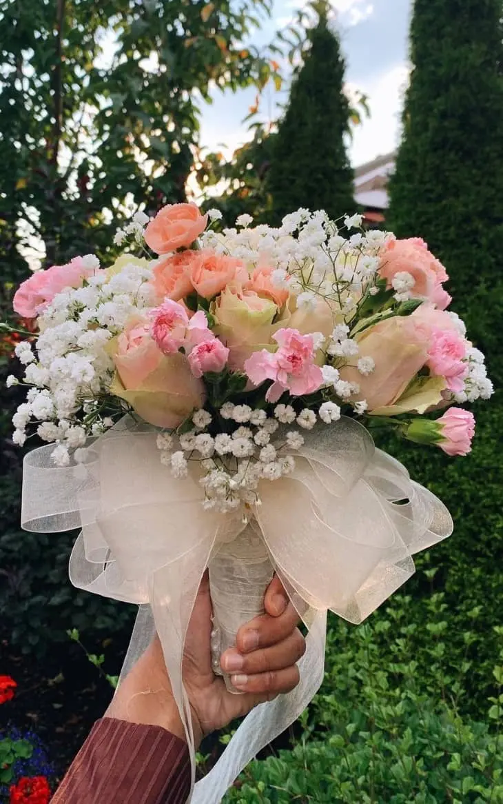 Beautiful wedding bouquet arrangement with fresh flowers for South Asian Pakistani Indian ceremony in GTA