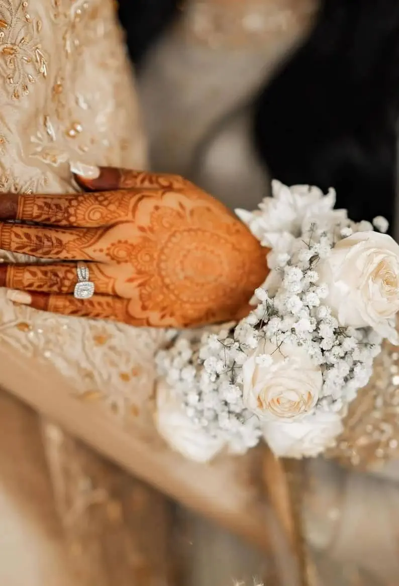 Handcrafted fresh flower jewelry collection including gajras, teekas, and bracelets for Toronto area weddings